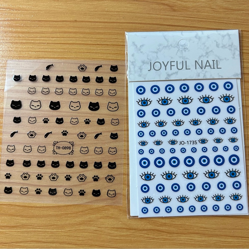 Super cute cat and evil eye nail stickers